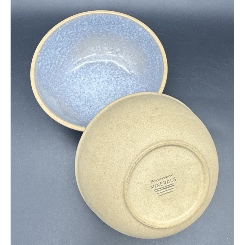 Portmeirion Minerals Stoneware Bowls Set of 2 Blue Speckled 6” Portugal